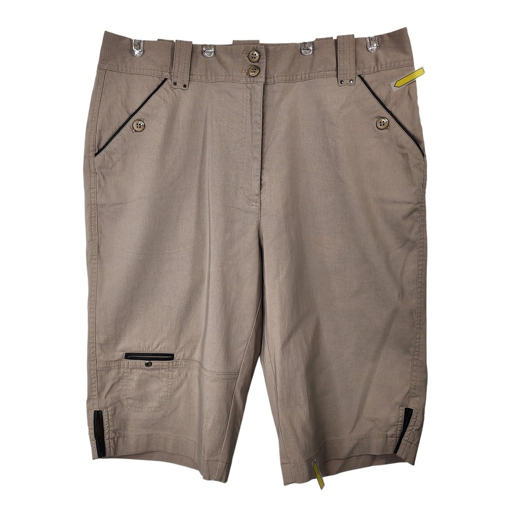 Jamie Sadock Tan Bermuda Knee Shorts Womens 12 Golf Stretch Multi-Pocket Cargo - Picture 1 of 7